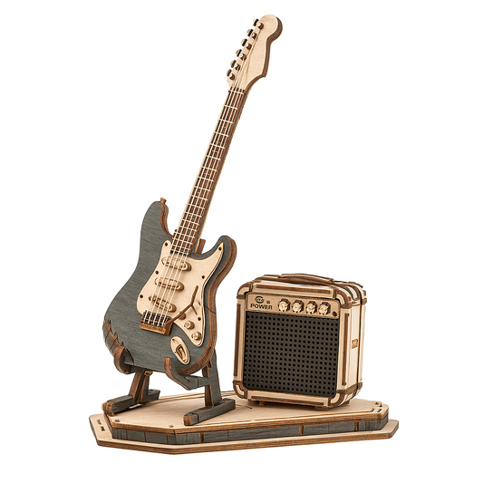Shred in Style – Mini Wooden Electric Guitar Puzzle by EverProsper Trust