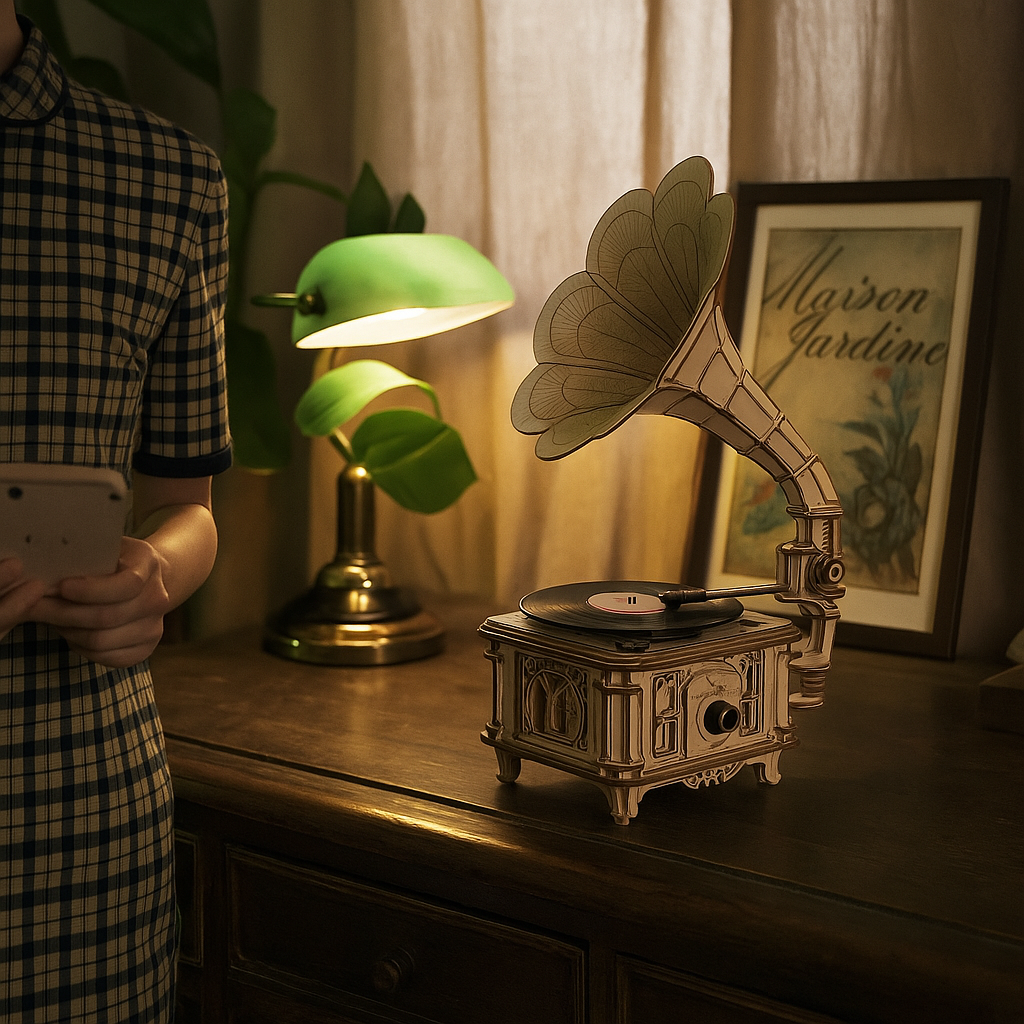 Spin Nostalgia – Wooden Gramophone Record Player Kit by EverProsper Trust