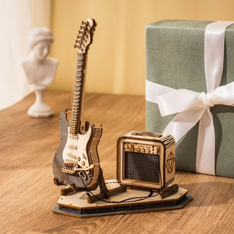 Shred in Style – Mini Wooden Electric Guitar Puzzle by EverProsper Trust