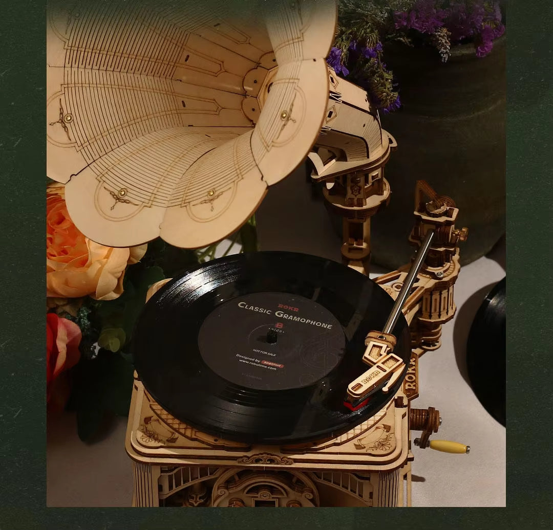 Spin Nostalgia – Wooden Gramophone Record Player Kit by EverProsper Trust