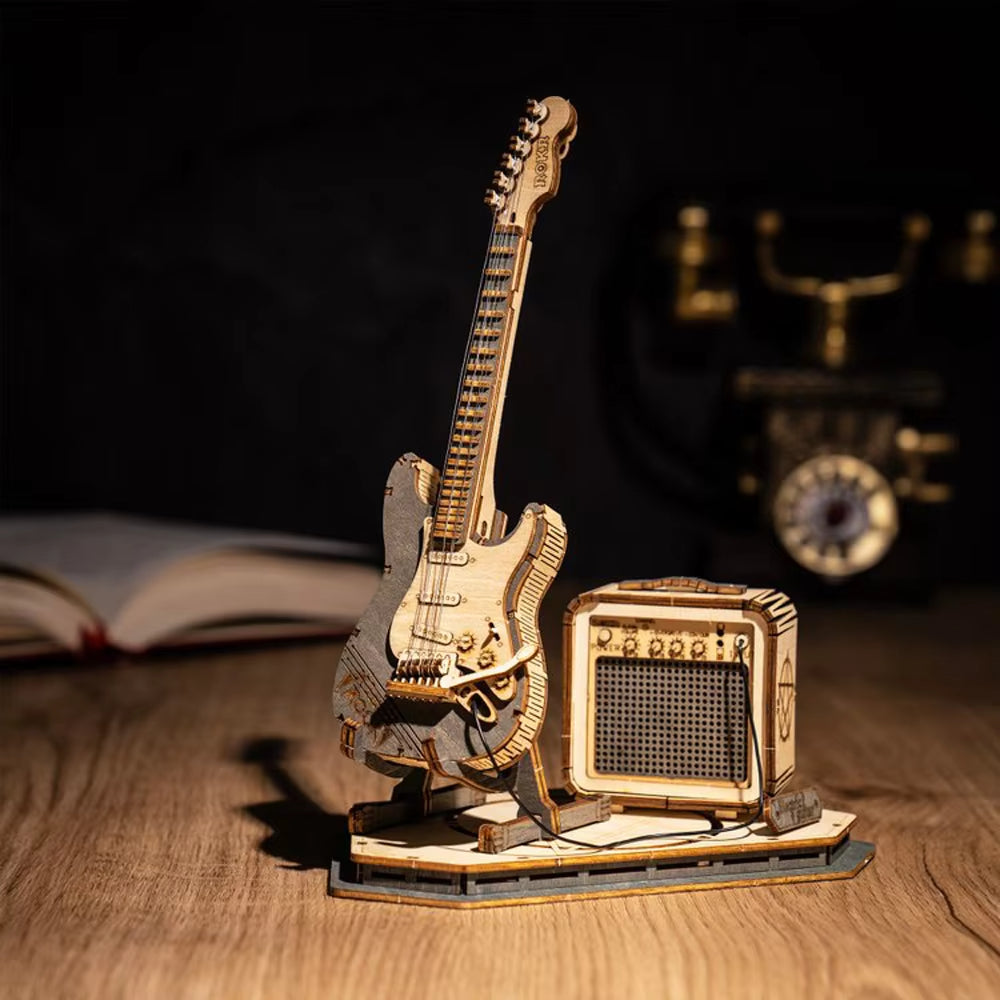 Shred in Style – Mini Wooden Electric Guitar Puzzle by EverProsper Trust