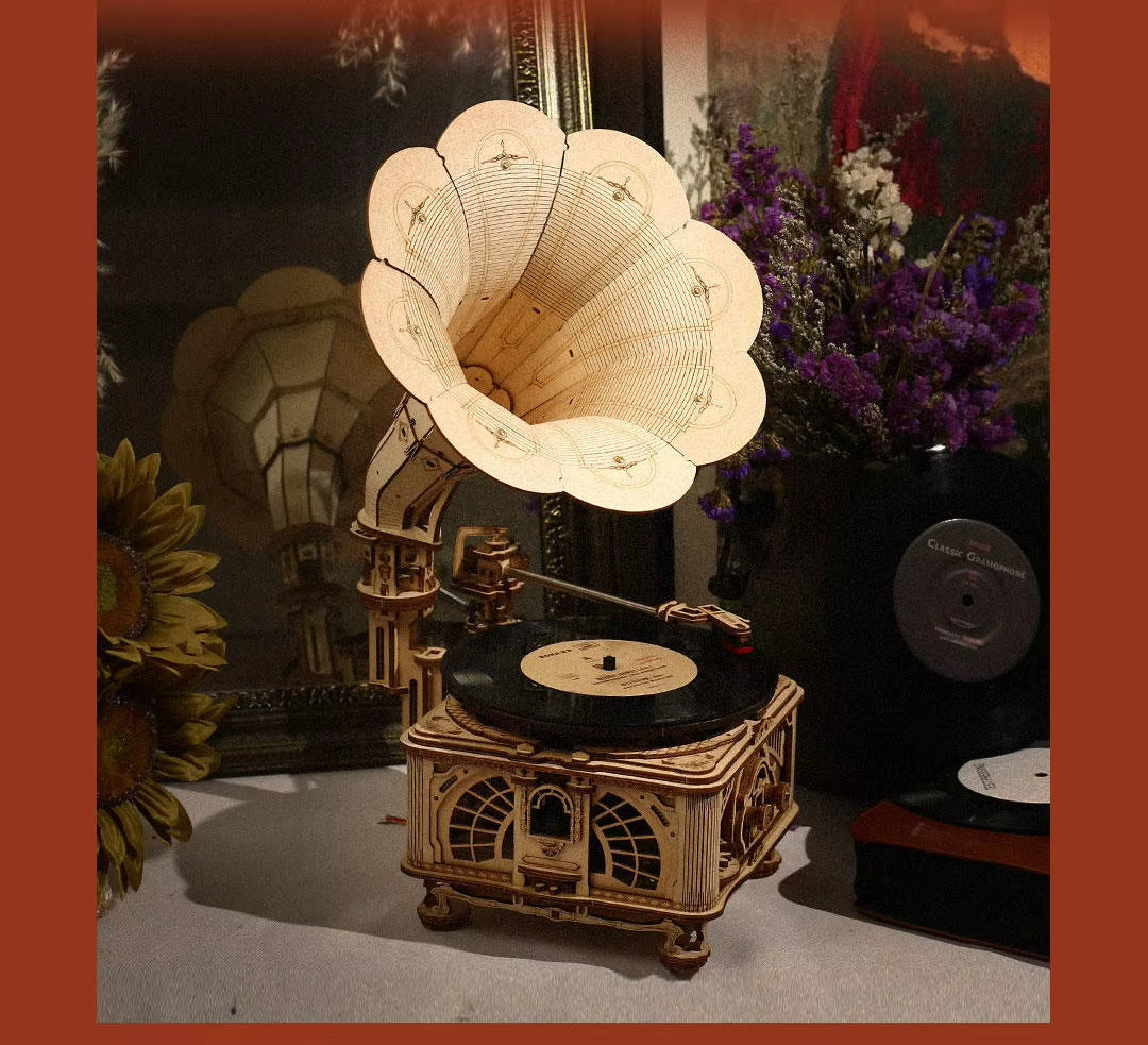 Spin Nostalgia – Wooden Gramophone Record Player Kit by EverProsper Trust