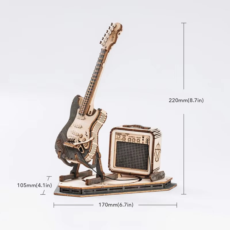 Shred in Style – Mini Wooden Electric Guitar Puzzle by EverProsper Trust
