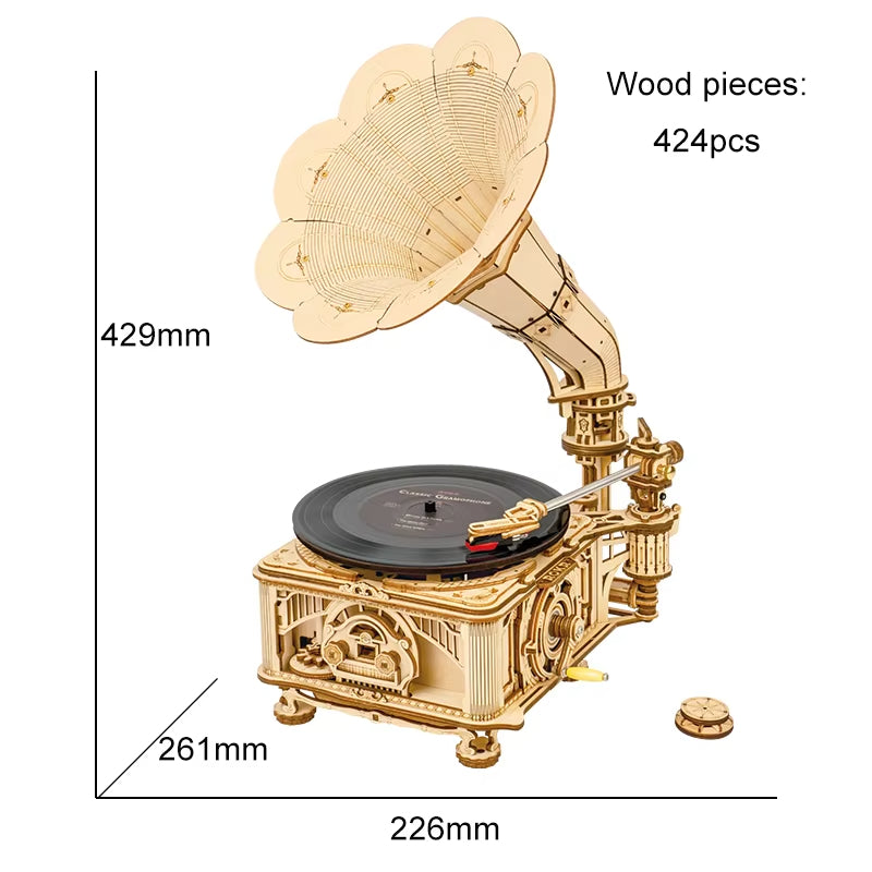 Spin Nostalgia – Wooden Gramophone Record Player Kit by EverProsper Trust