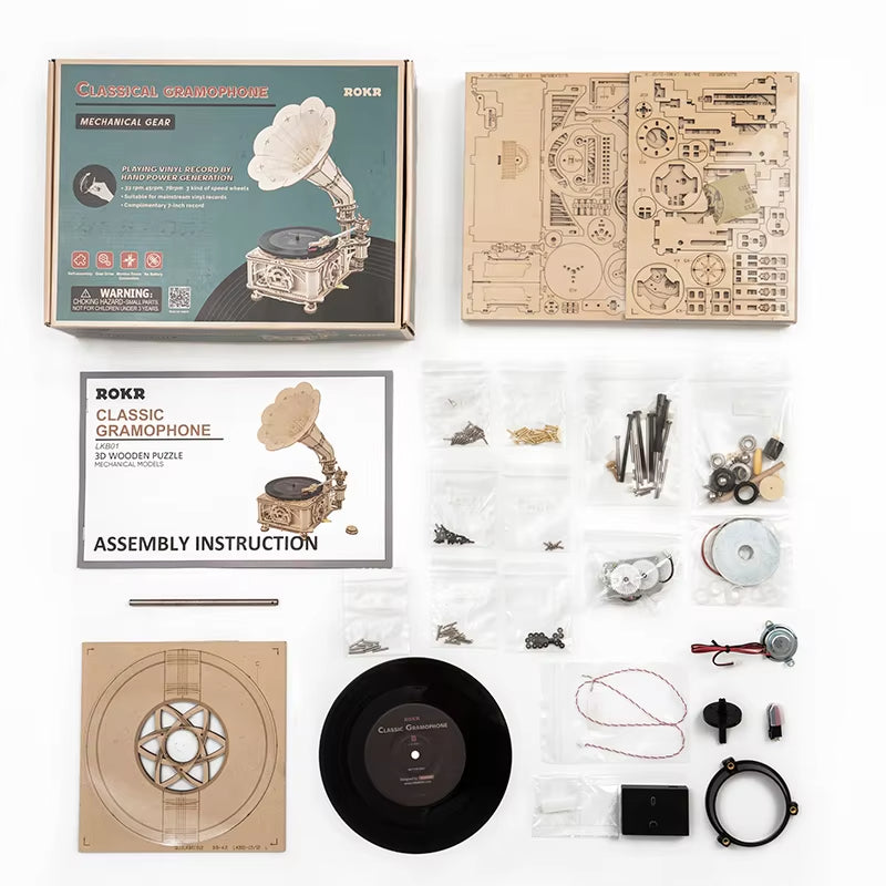 Spin Nostalgia – Wooden Gramophone Record Player Kit by EverProsper Trust