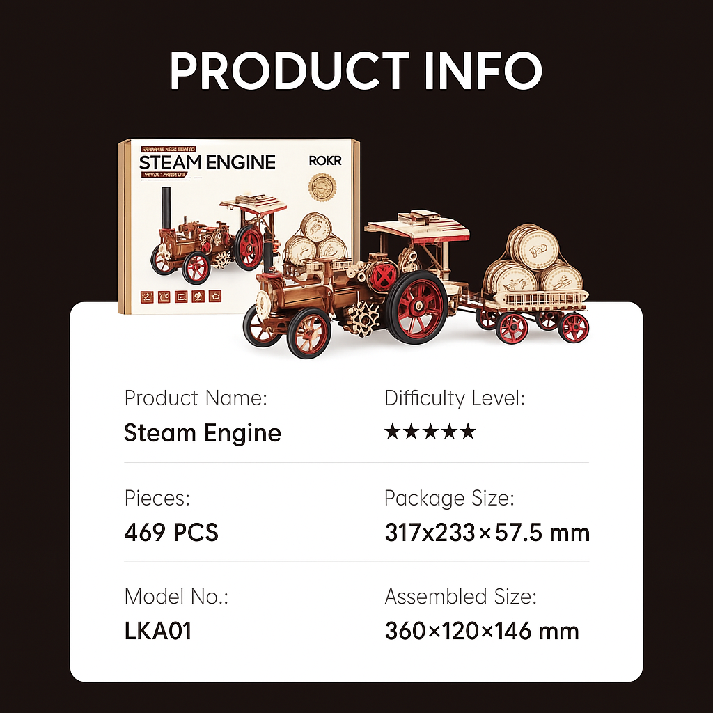 469 Pieces. 3 Gears. 1 Legendary Build. – Motorized Steam Tractor Puzzle by EverProsper Trust