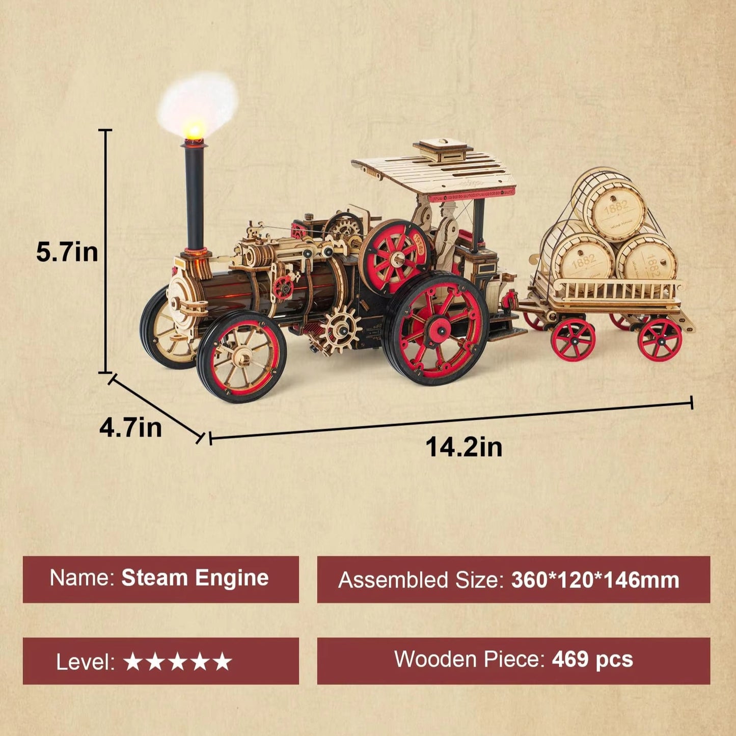 469 Pieces. 3 Gears. 1 Legendary Build. – Motorized Steam Tractor Puzzle by EverProsper Trust